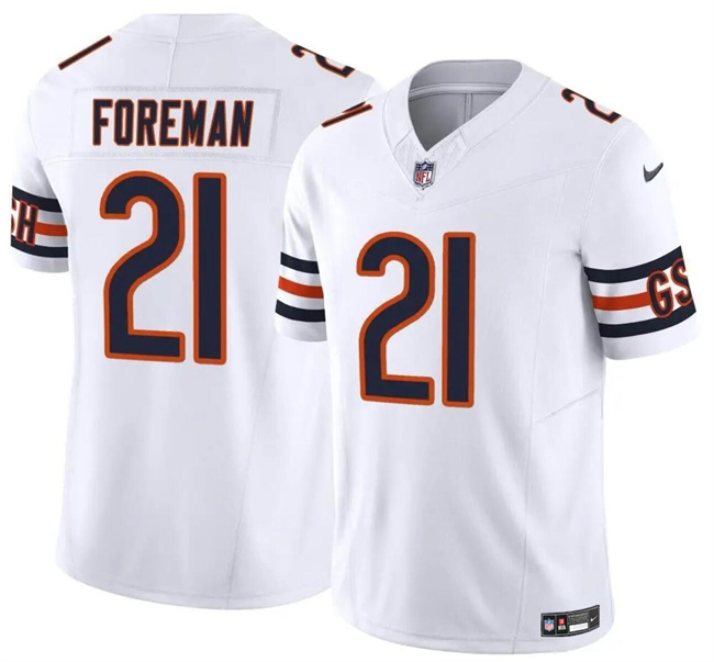 Men's Chicago Bears #21 D'Onta Foreman White 2023 F.U.S.E. Vapor Football Stitched Jersey